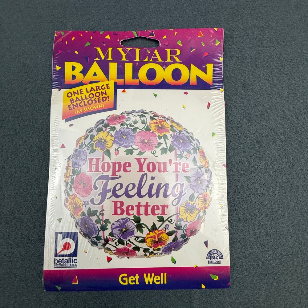 Hope You're‎ Feeling Better Mylar Balloon Betallic Vintage 90's Large Sympathy